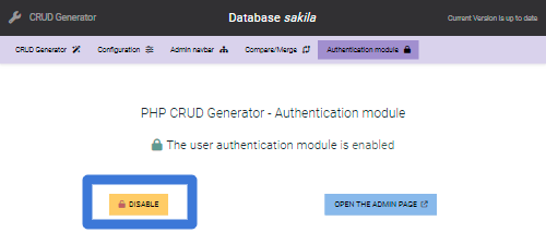 Disable the module from the generator